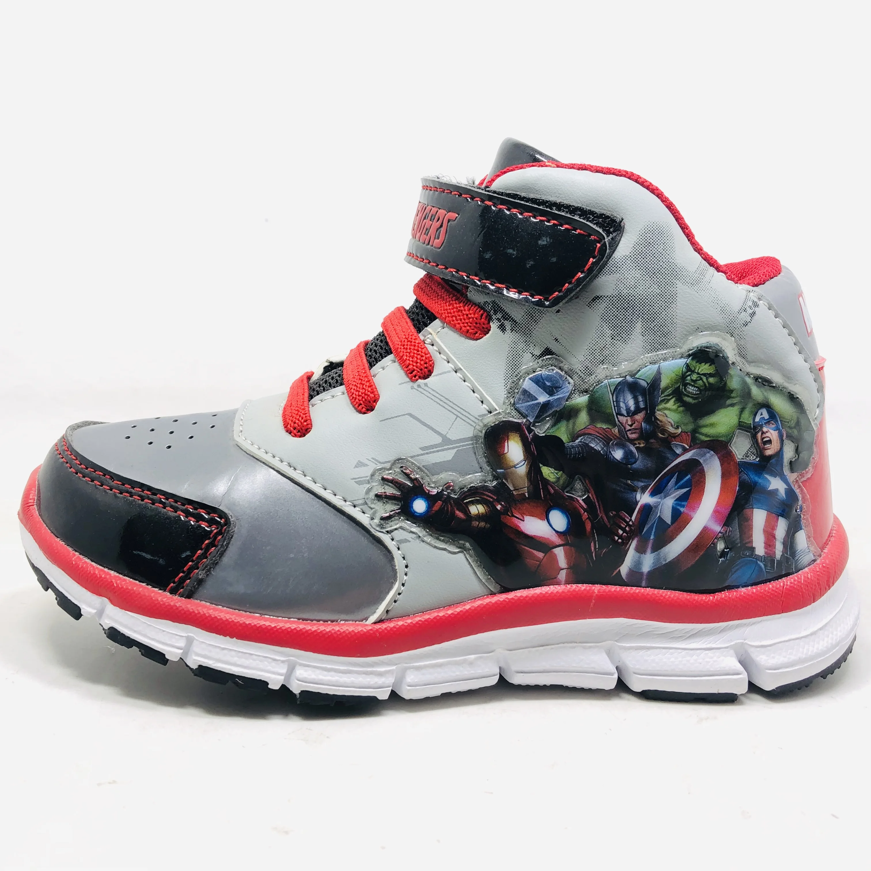 Fashionable high - cut soft rubber shoes for children casual leather anime - themed shoes for children