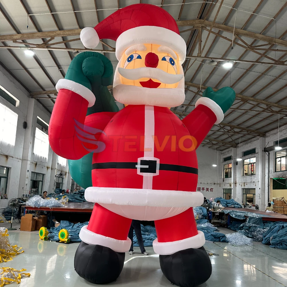 Giant Custom Christmas Inflatable Decoration Large Christmas Inflatable Santa Claus With Gift Bag Model