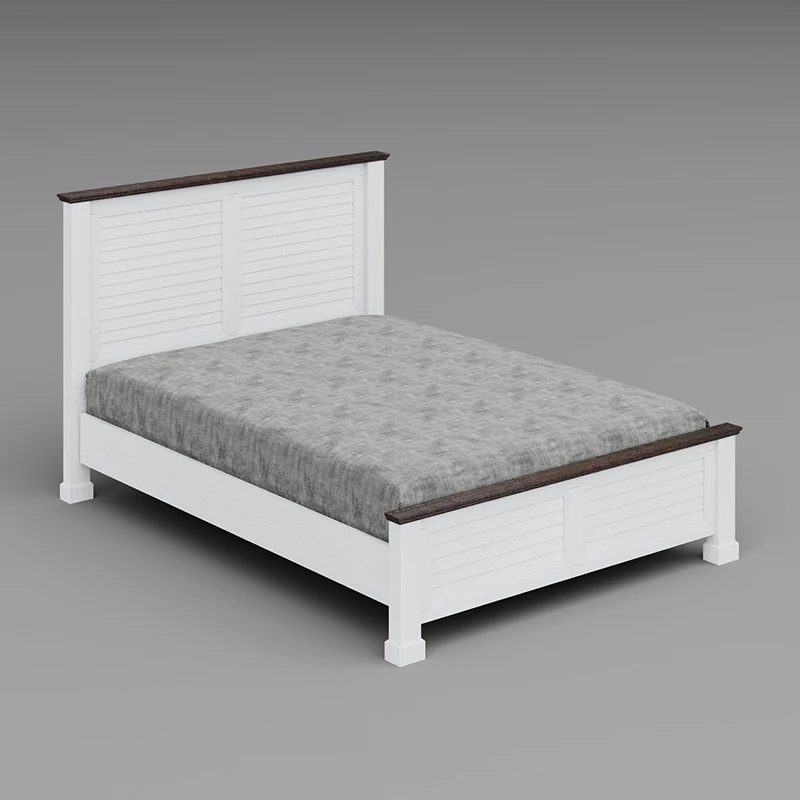 Queen Bed with Headboard Solid Wood Acacia Modern Luxury Style Furniture Duotone Packing Knock Down Made In Vietnam