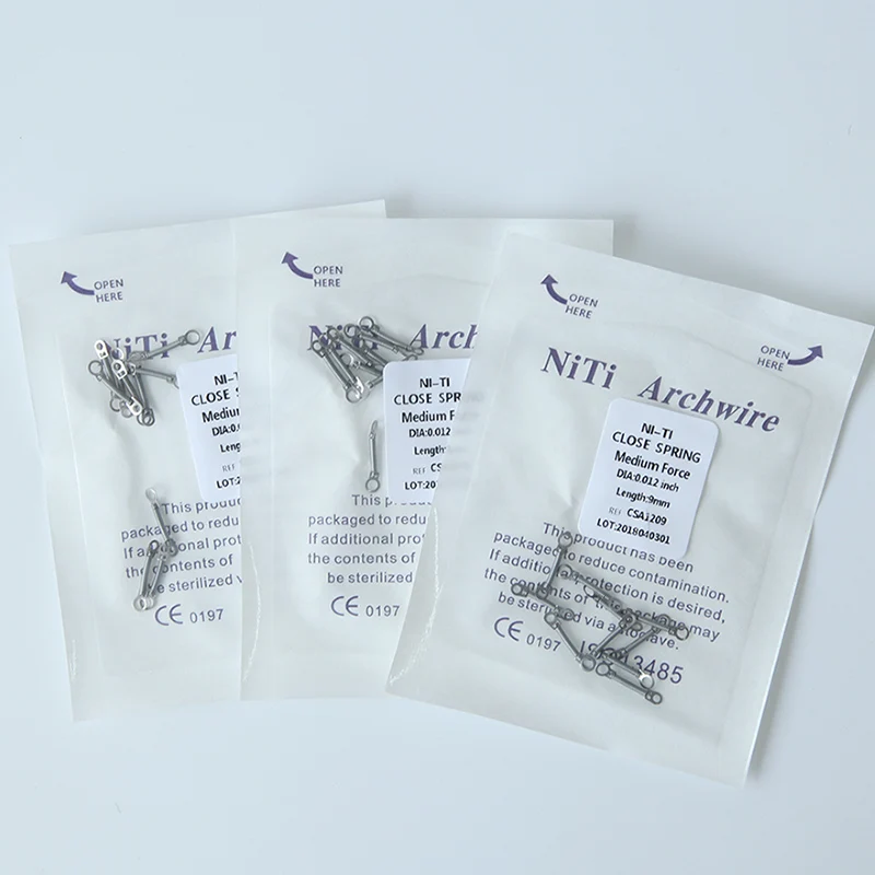 Orthodontics dental consumables materials of niti closed coil springs with eyelets