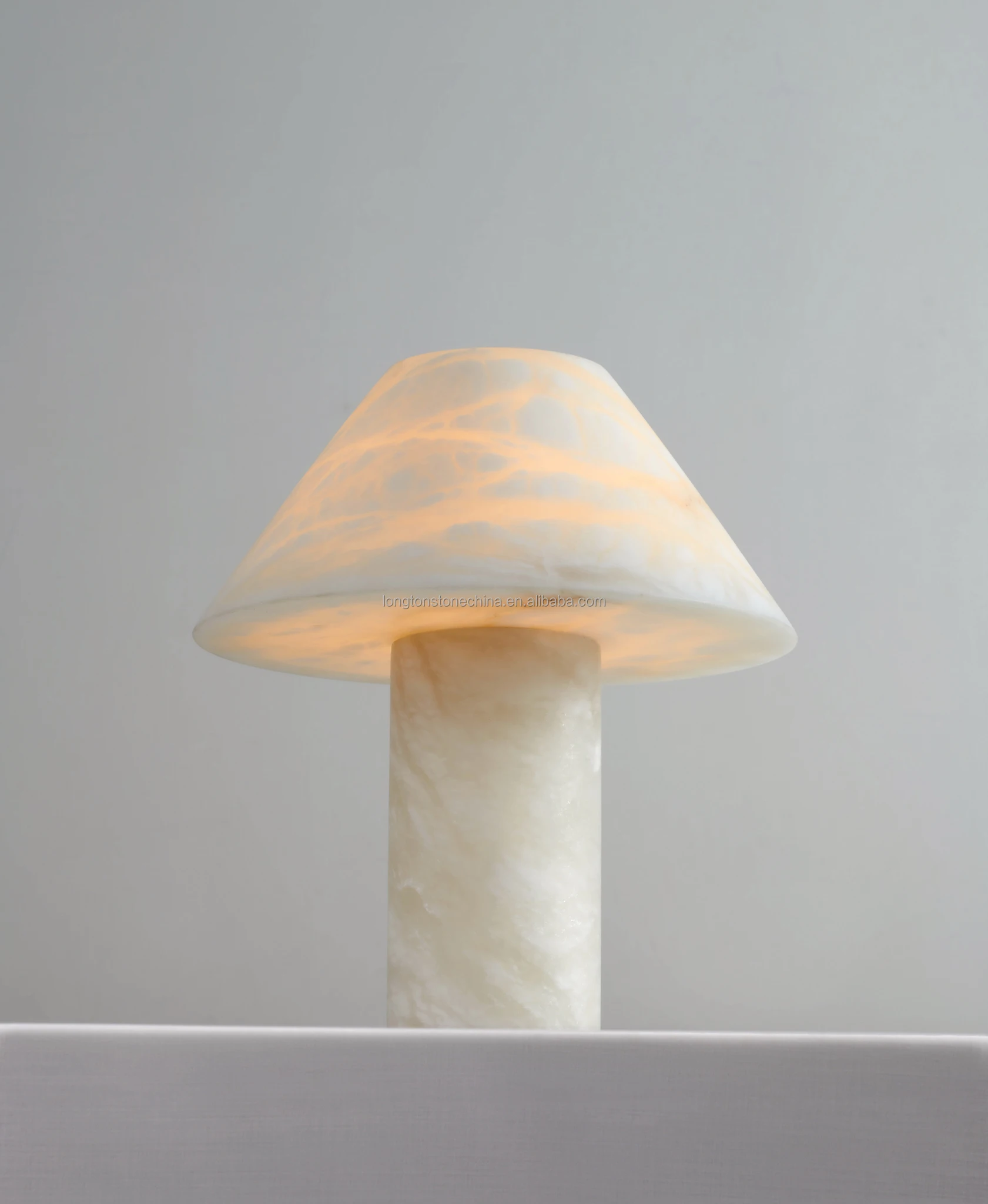Elegant White Onyx Marble Table Lamp Desk Lamp Led Light Mushroom Shape Natural Translucent Onyx Marble Table Lamp
