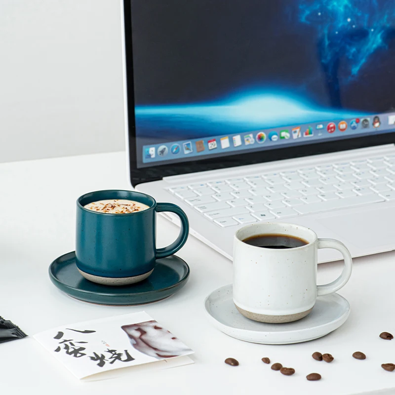 5 oz Morandi Color Ceramic Mini Espresso Coffee Cups set with saucer pottery Demitasse mugs