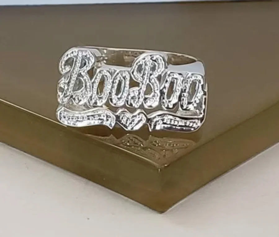 New Chunky DIY Custom Popular Simple Nameplate Ring Free Size Personalized Spiral Style Customizable 2 Name Couple Rings