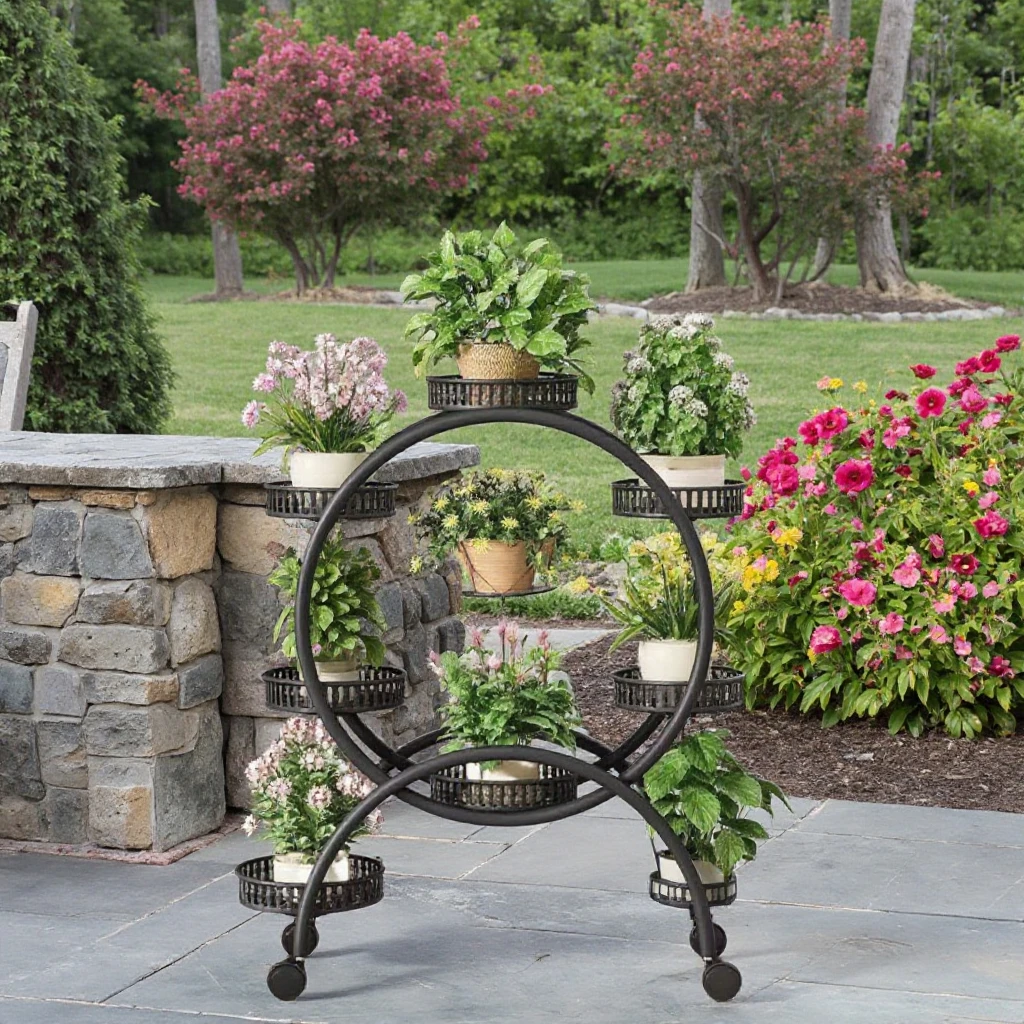 Floor Pots Multi-functional Metal Modern Creative Garden Living Room New Flower Indoor/outdoor Stand Circular Display Home Iron