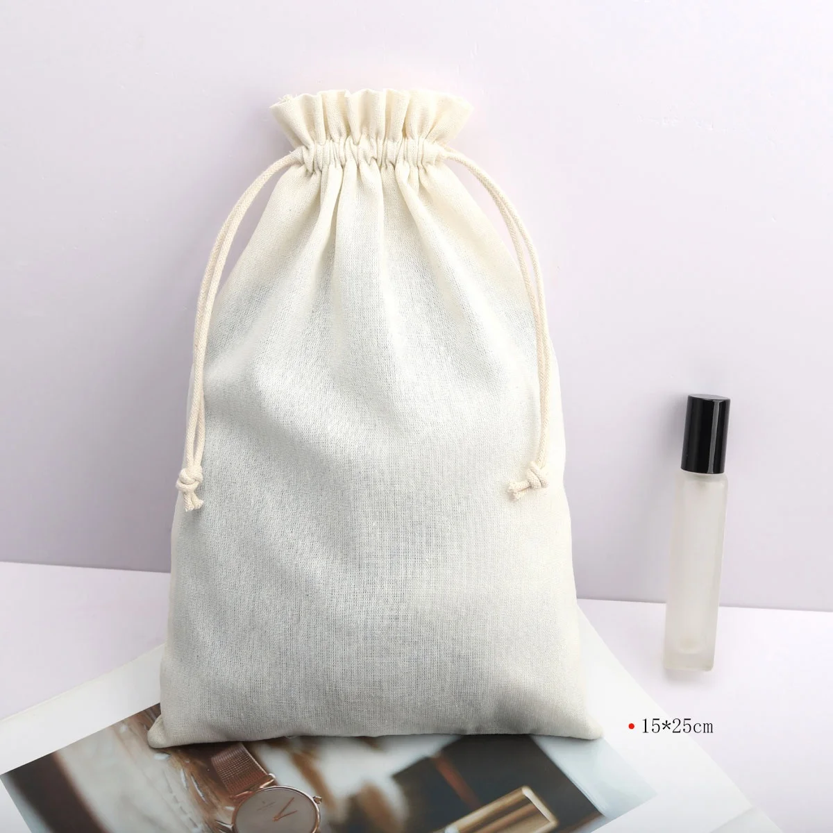 Hot Sale Eco Reusable Organic Cotton Muslin Drawstring Bag Shoe Swimwear Packing Dust Pouch
