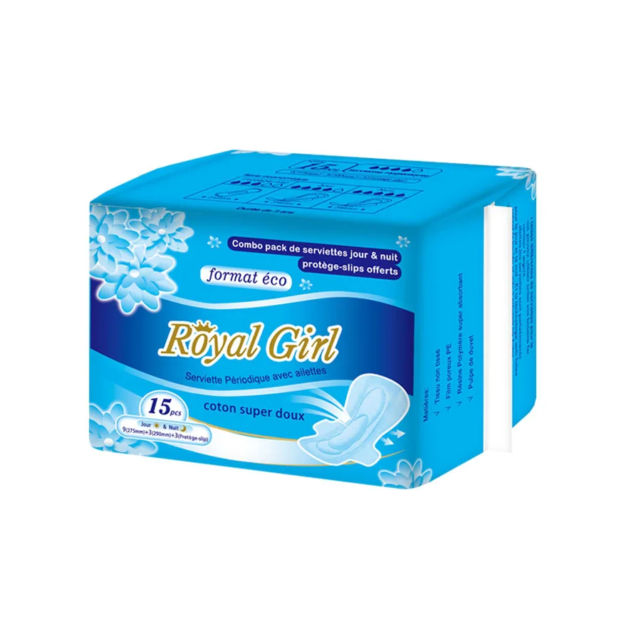 Free Sample OEM A grade  Manufacturer waterproof cotton topsheet sanitary napkin women premium quality pad