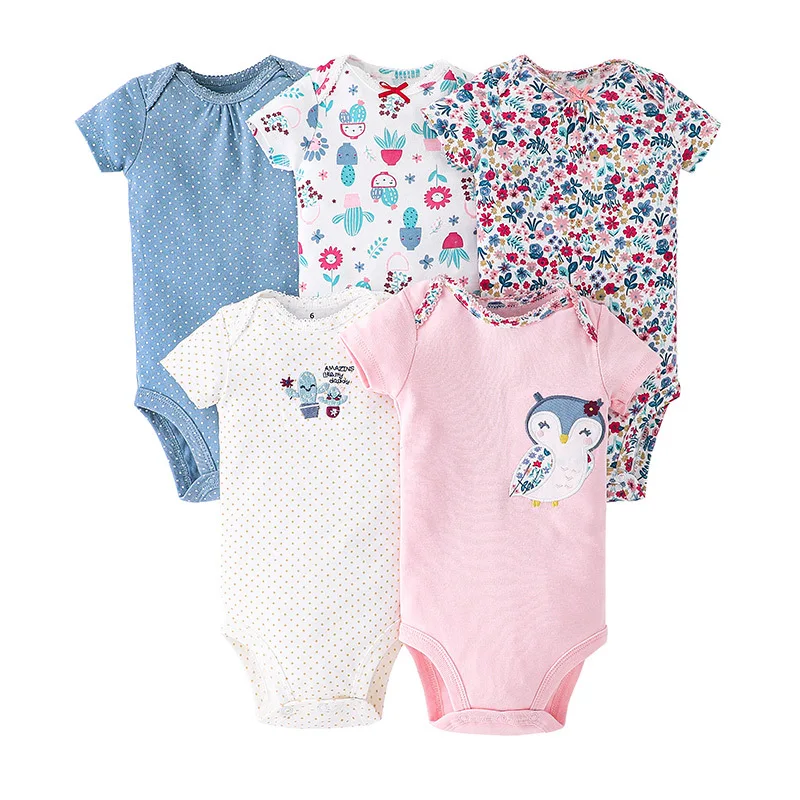 Hot sale Baby clothes 2014 jumpsuits, play suits & bodysuits 5 pack baby rompers wholesale