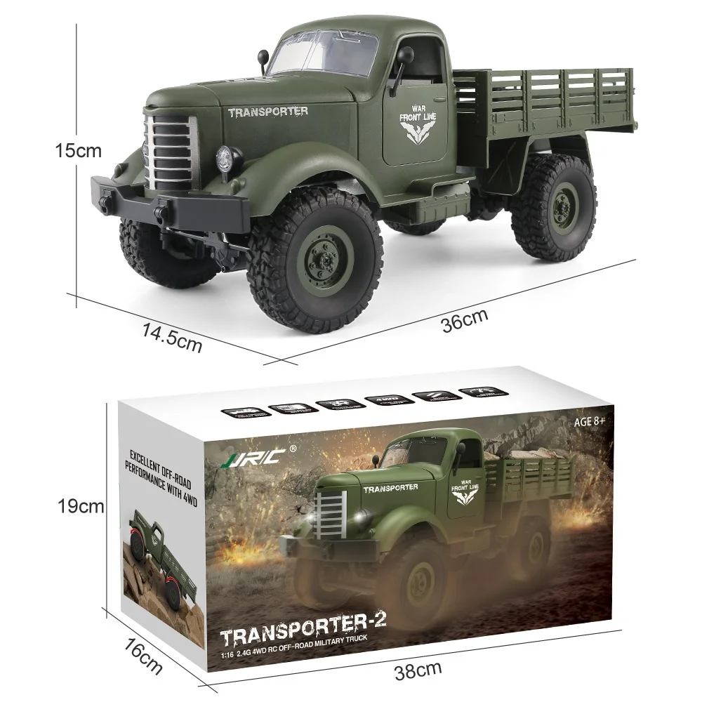 2024 Новый 1/16 RC грузовик JJRC Q61 2 4 г мощный двигатель пульт дистанционного управления 4WD гусеничный внедорожный военный автомобиль RTR