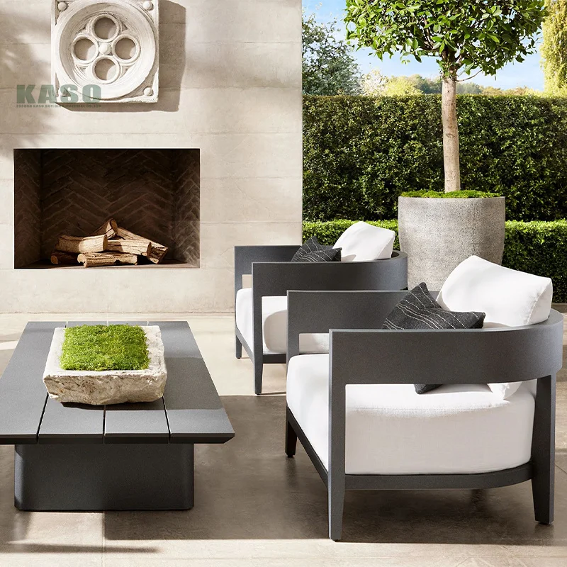 Patio Garden Furniture Couch Luxury Lounge Balcony Metal Weaving Woven Rope Sectional Modern Aluminum Outdoor Sofa Set