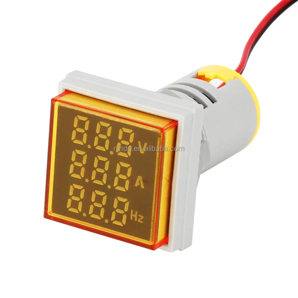 NIN square panel indicator voltmeter ammeter frequency meter led digital display voltage ampere hertz meter measurement-Yellow