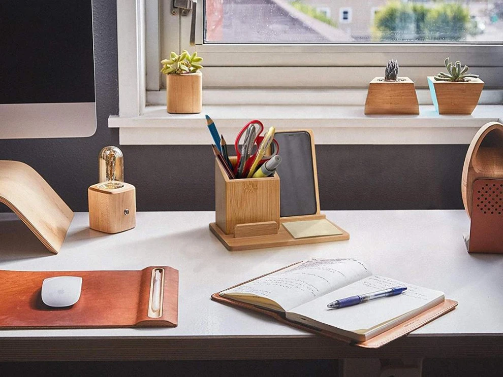 Desk Stationery Organizer Handmade Bamboo Desk Organizer Letter Storage Rack Pen Pencil Holder