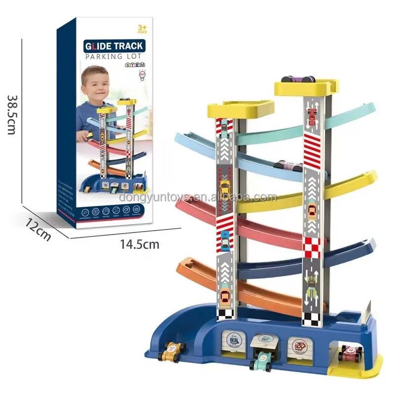 6 layer car ramp toy Gliding sliding car Race Track with mini inertia cars assembly track STEM toys for kids
