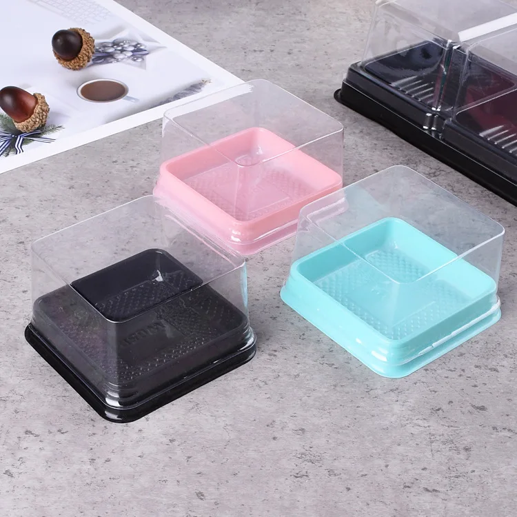 Clear Dessert Plastic Box Recycled Transparent Blister Cake Bread Food Container With Lid Pastry Mousse Cake Take Away Box