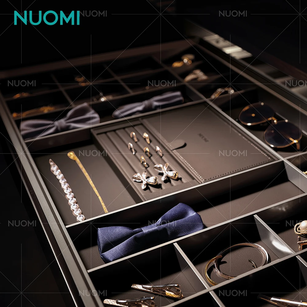 NUOMI HERA Bedroom Wardrobe Hardware Soft Close Decorations Shelf Drawer Pull Out Sliding Organizer Metal Leather Jewelry Tray