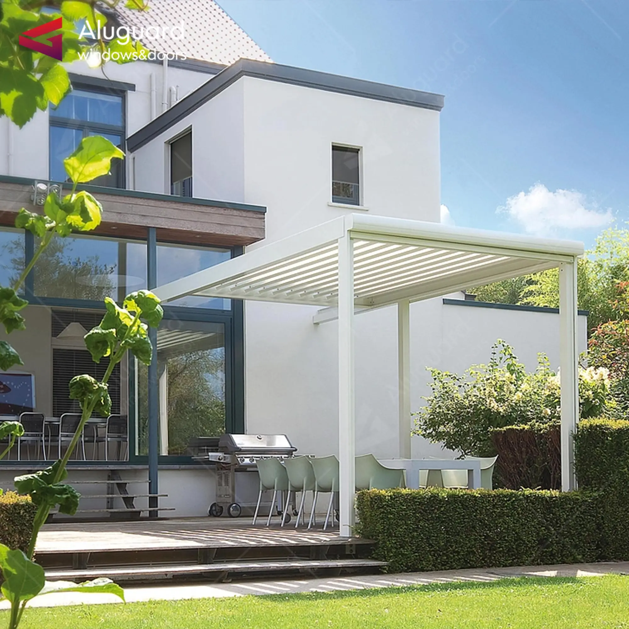 2024 latest popular pergola motorized louver modern  pergola 3x4 American Standard Electric retractable awnings for pergolas