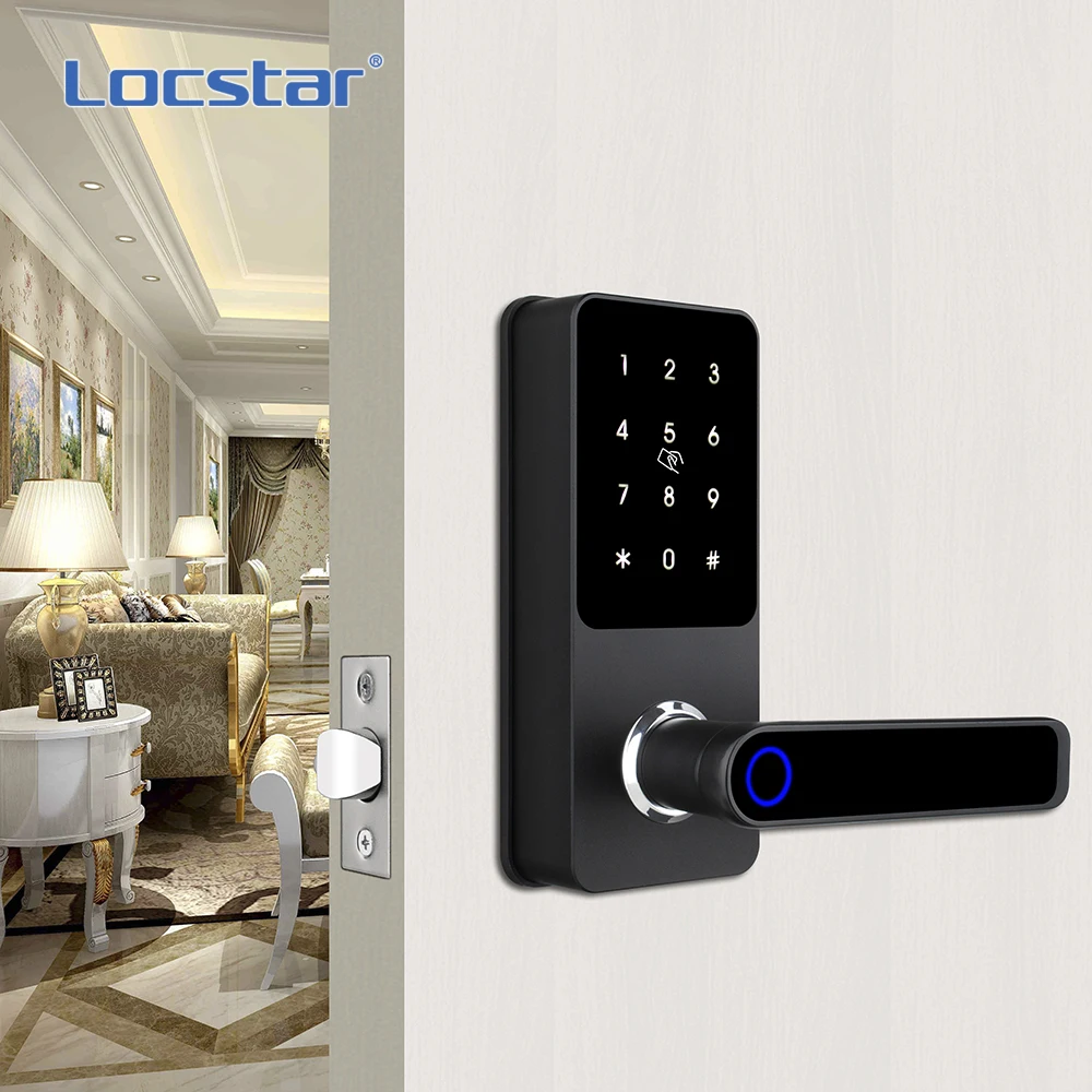 Locstar Fingerprint Tuya Password Bedroom Security Gate Locks Ttlock Biometric Mortise Key Smart Electric Deadbolt Door Lock