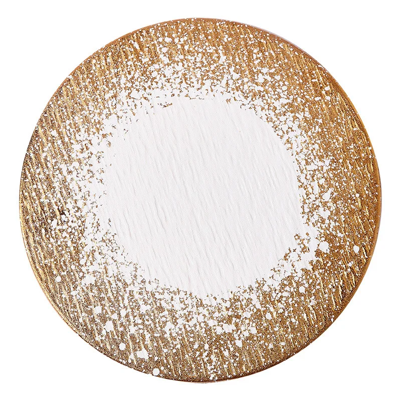 Tableware Dishes Vintage Ceramic Bowl Plate Set Japanese Glaze Dinner Plate Steak gold dishes Plate Wholesale for Hotel