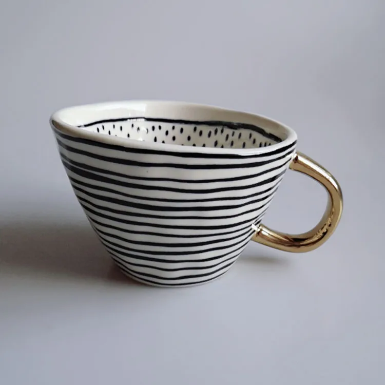 strong thick wall personalized inside outside design handmade ceramic mug Y0231