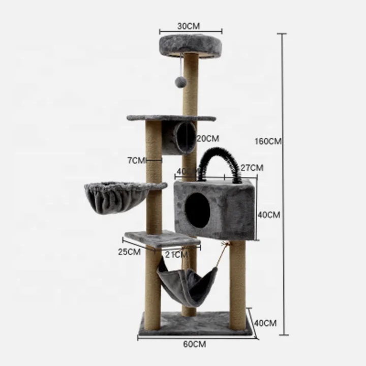 pet supplies amazon hot selling cat climbing tree Wood 4 Layers climbing tower for cat towers cat scratching posts