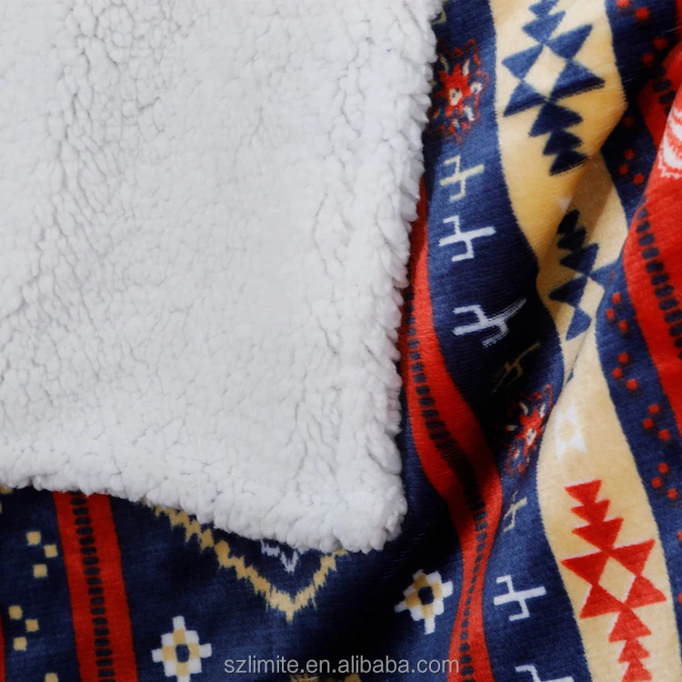  Fuzzy Warm Super Soft Reversible Boho double layer blankets Bohemian red fiber sherpa fleece fur throw