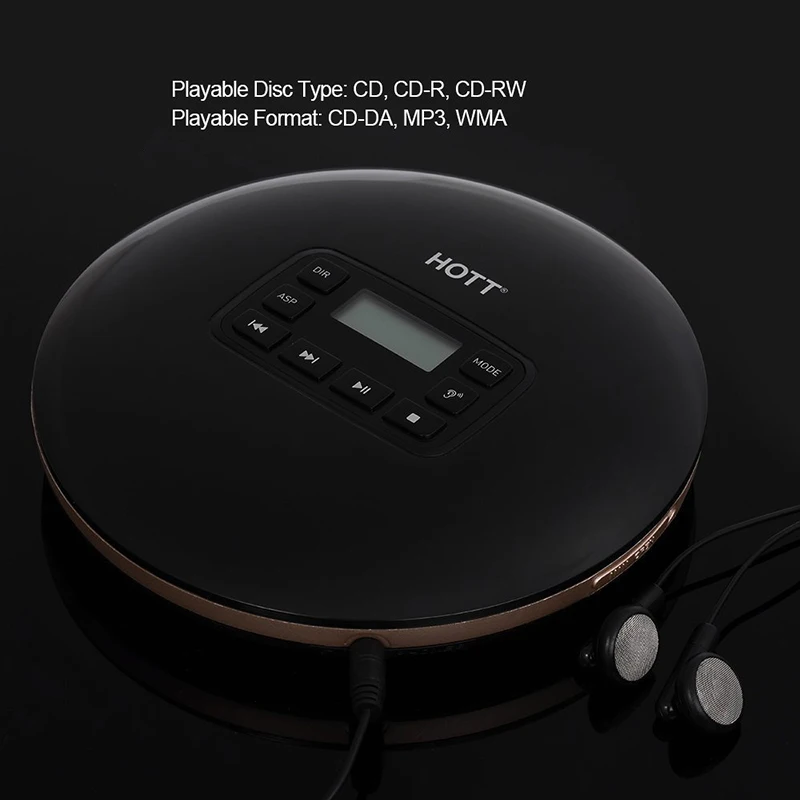 Portable CD Player, HOTT CD611 Personal Compact Disc Player with LCD Display, Electronic Skip Protection Anti-Shock Function