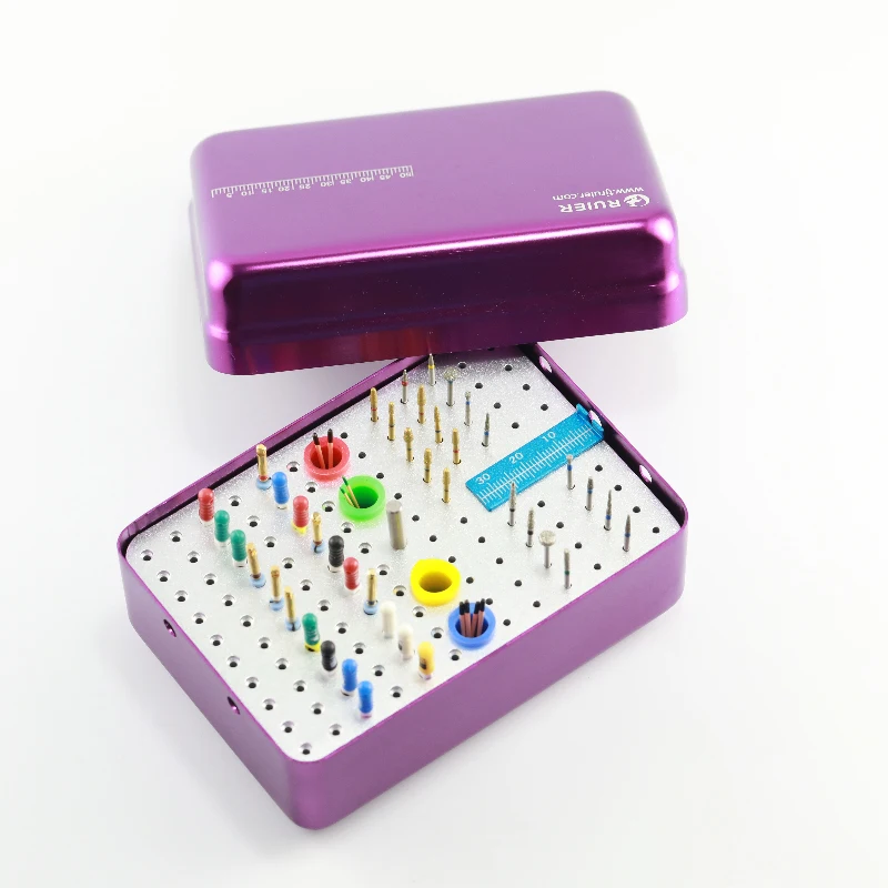 Professional 120Holes Dental Bur Block Holder Disinfection Box