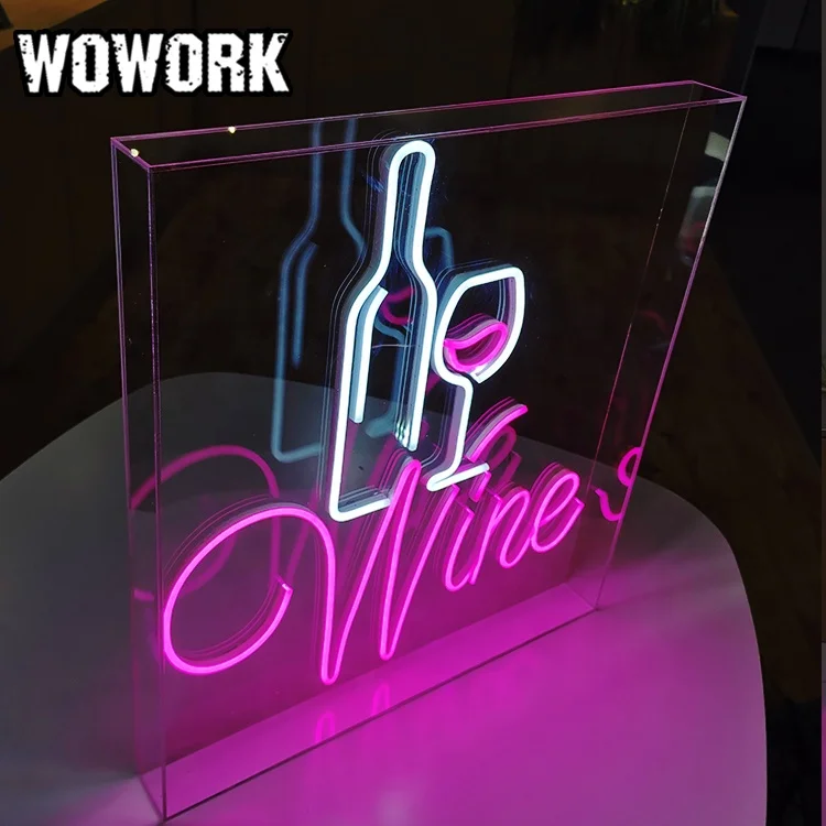 2023 WOWORK waterproof decorative transparent acrylic logo led custom sign neon light for party supplies
