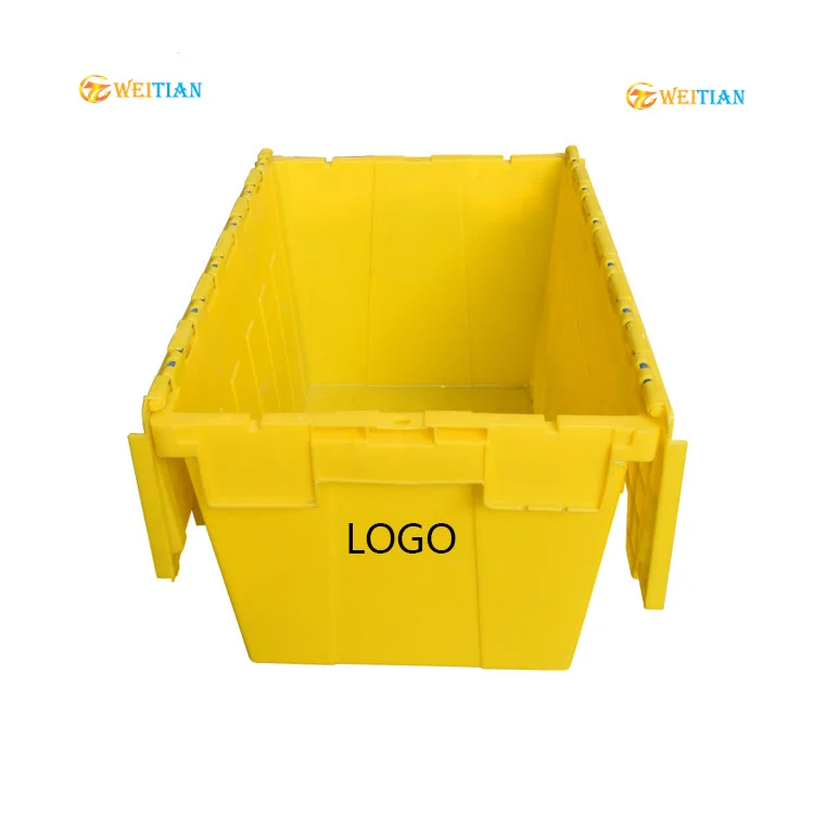 Customization plastic crate wholesale moving box Attached lid Container Stacking and Nesting crates manufactures