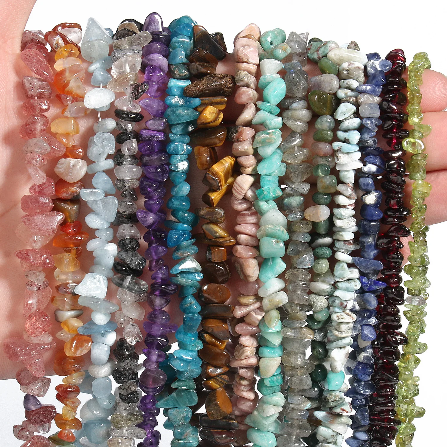 Wholesale Garnet Aquamarine Amethyst Irregular Chips Gravel Natural Stone Beads For Jewelry Making DIY Bracelet Necklace