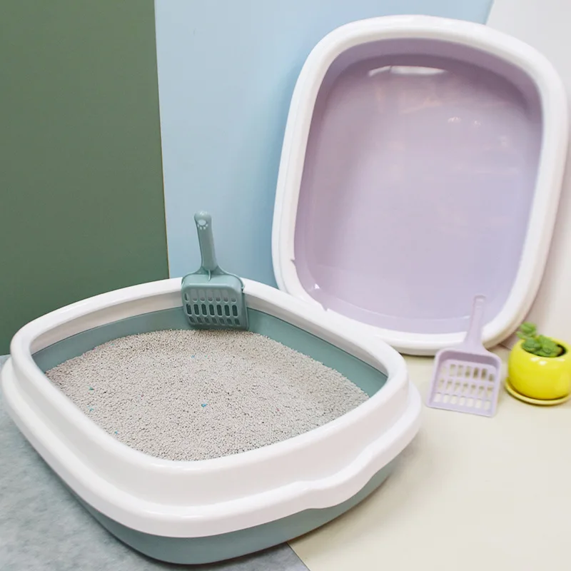 Hot pet cleaning products solid large cat litter box for pet supplies new design cat toilet litter box cat litter box with tray