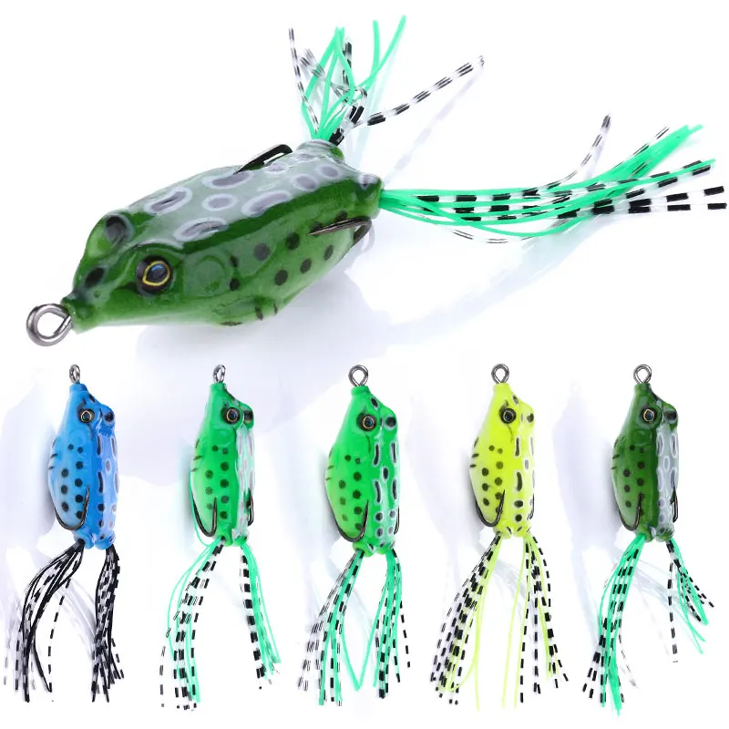 Frog Lure Fishing Lures Treble Hooks Top water Ray Frog Artificial Soft Bait