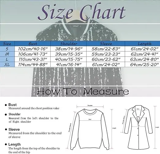 WINGTU OEM Casual Sequin Jacket Long Sleeve Sparkly Bomber Baseball Jacket For Women