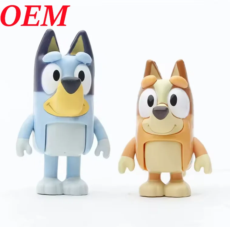 Custom High Quality Small Dog Bingo Movable Joints Model 8-Piece Plastic Family Dog Toy Figurine Set