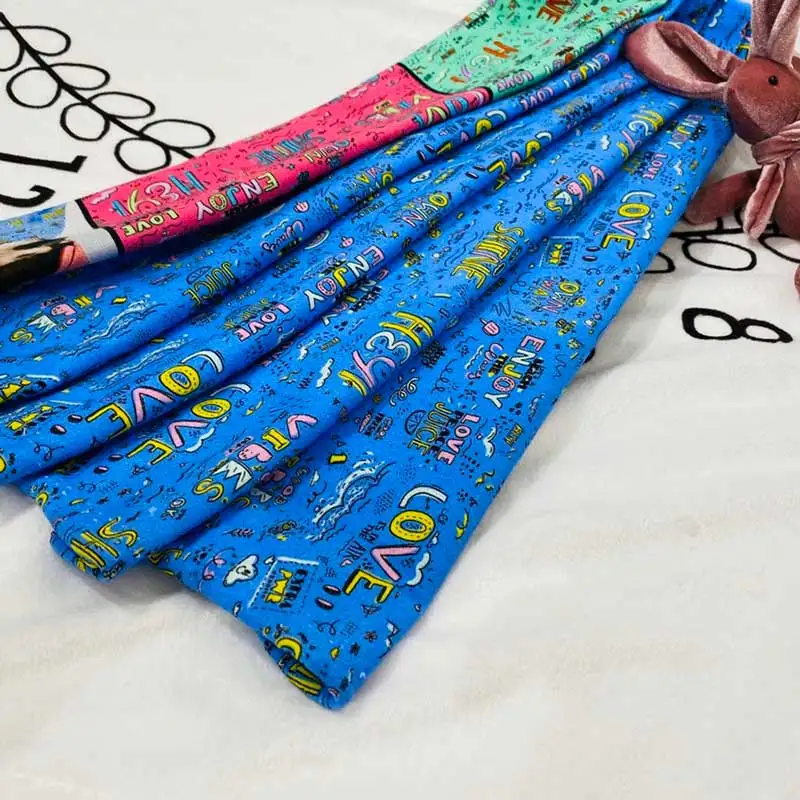  Low MOQ custom printing cotton lycra fabric yarn spandex for children