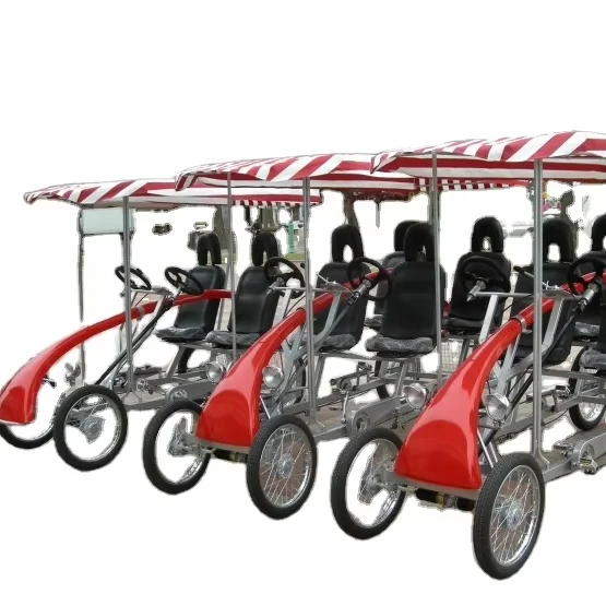 MANUFACTURER DELUXE ELECTRIC 4 SEAT  ROADSTER  BIKE WITH  LED LIGHTS  SURREY QUAD  CYCLE