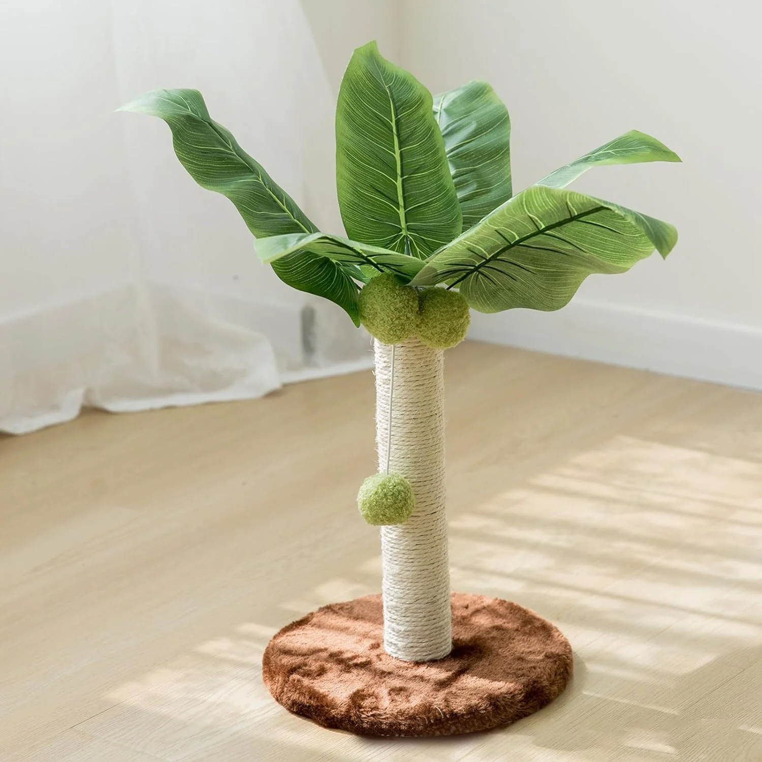 Cat Scratching Post Pillar Scratcher Cat Scratching Pad Play Bed Toy Wood Wear Sisal Simulation Tree with Plush Ball Kucing
