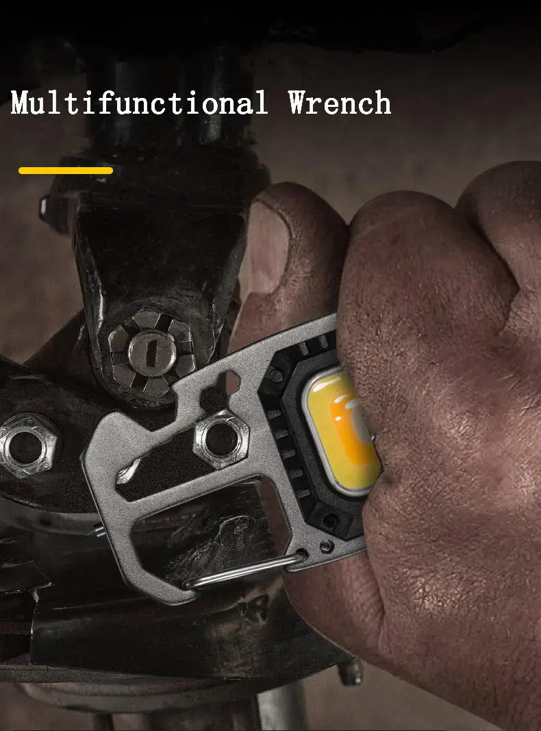 Custom Edc Waterproof Pocket Multitool COB Flashlight Usb Rechargeable Mini Keychain LED Torch Light With Car Clip Safety Hammer