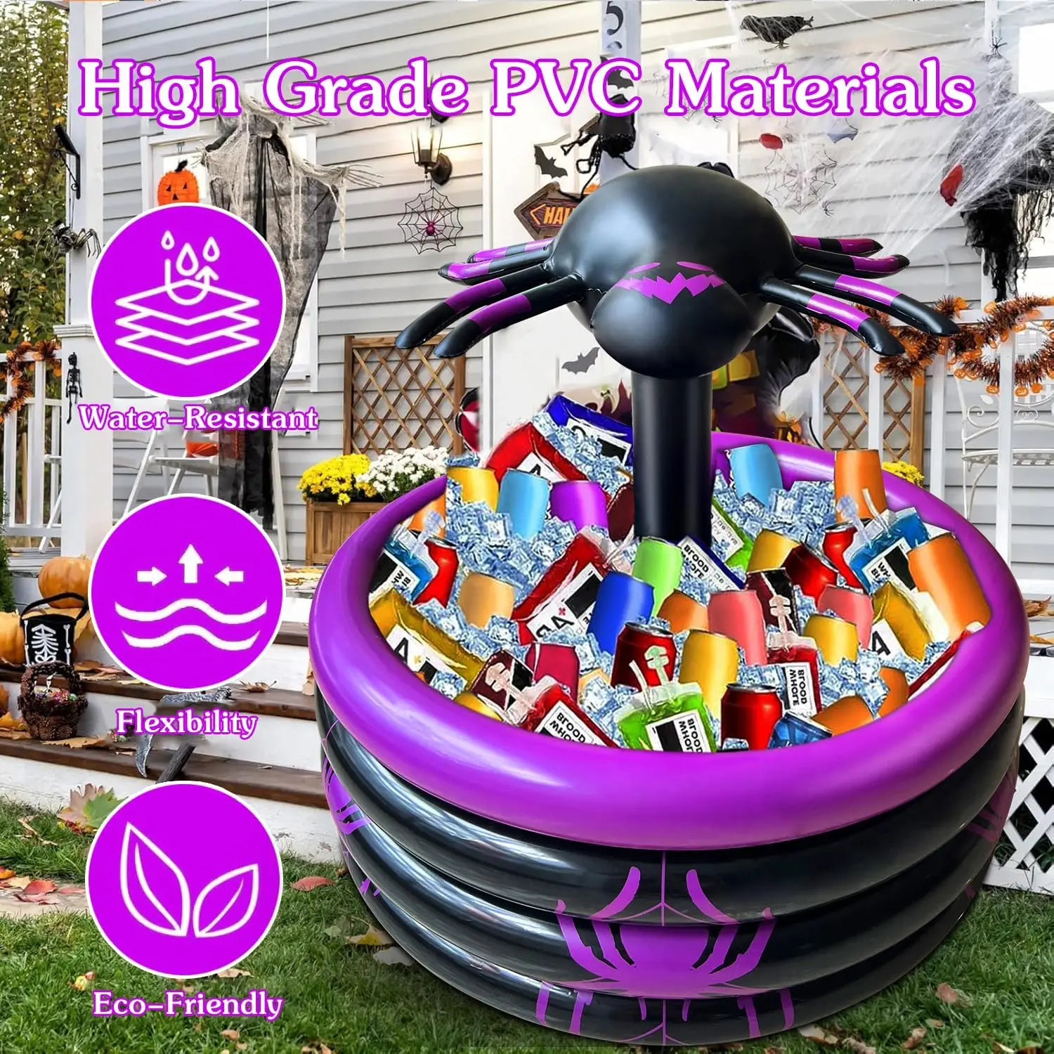 Spider Design Inflatable Halloween Drink Cooler Inflatable Serving Bar