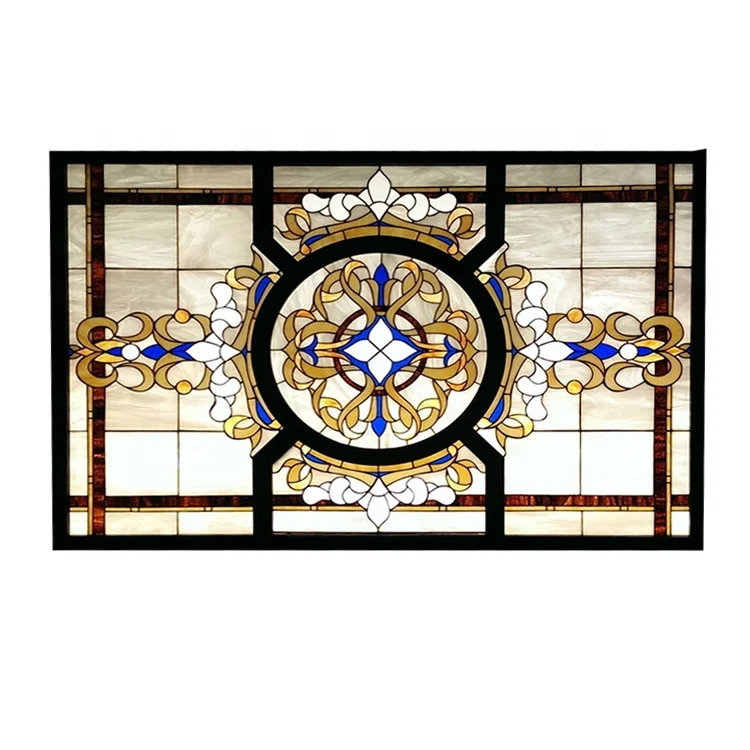 Customize Flat European Style Sustained Steel Skyline Art Glass For Ceiling And Wall Lighting &Decoration