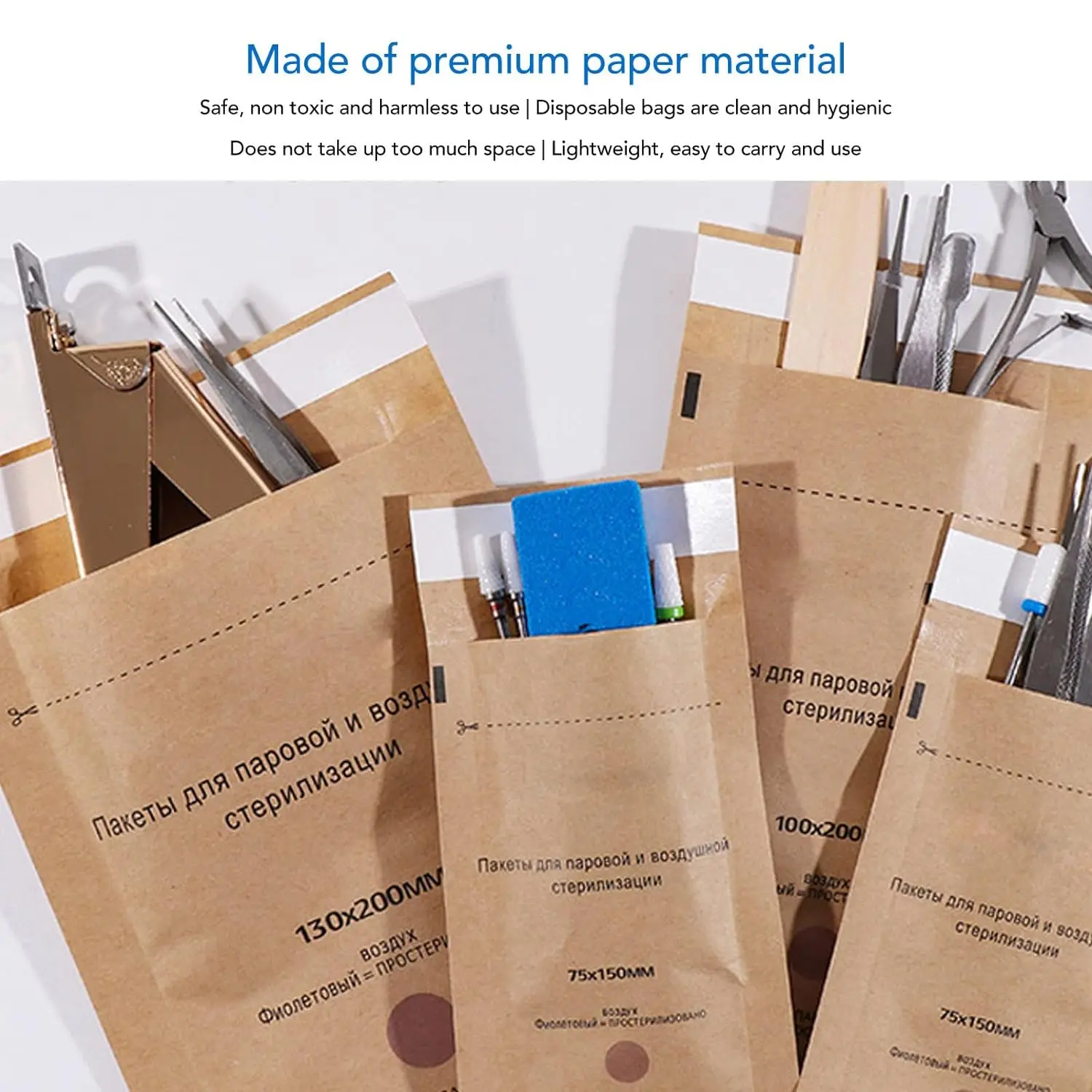 KM China Wholesale Disposable Sterilization Pouches Kraft Bag for Dentist and Nail Technicians Machine Tool