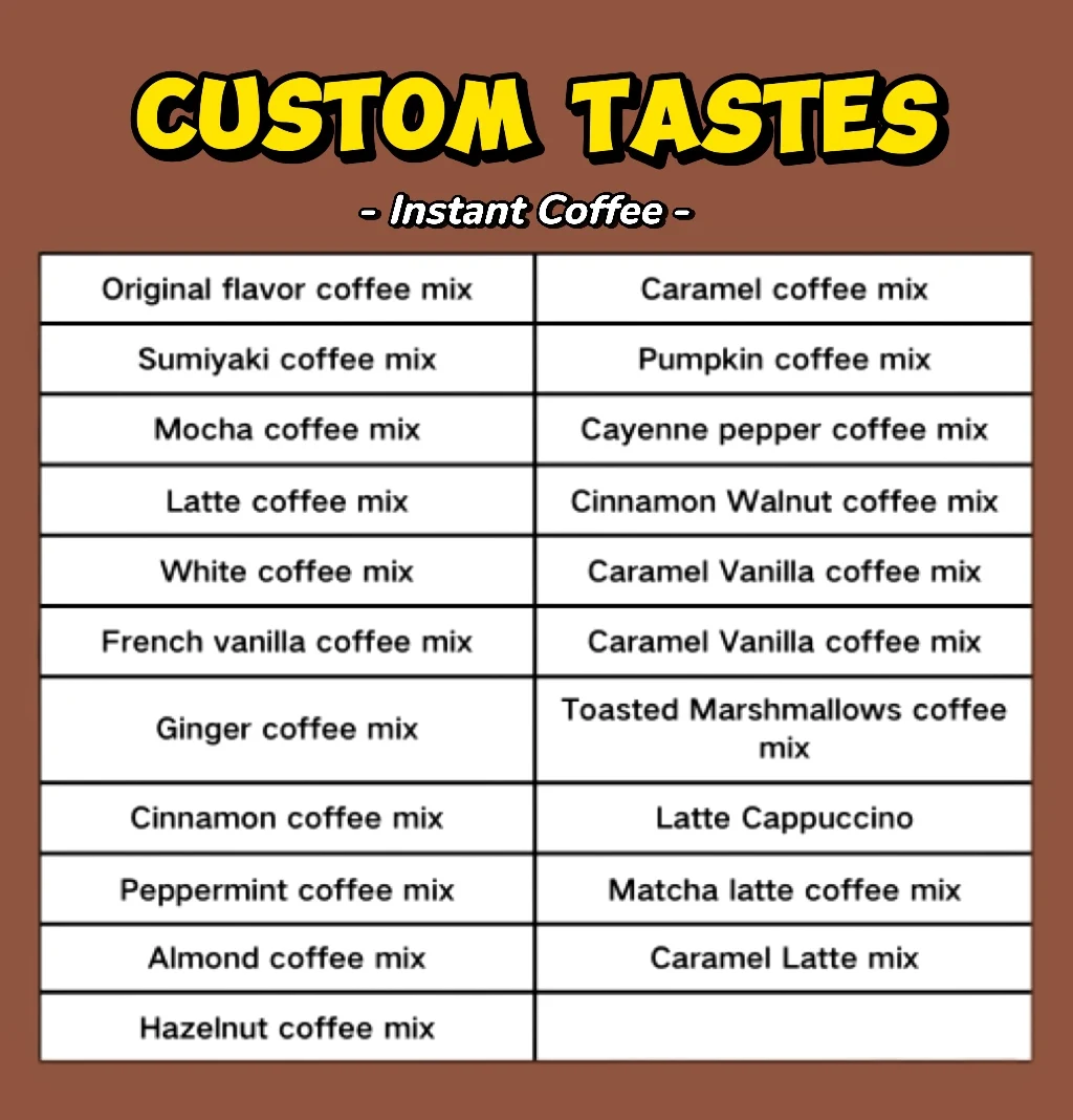 Custom 1 OZ Vanilla Cappuccino Instant Coffee Mix Mellow Taste with Nutty Fruit Cream Chocolate & Sugar Flavors in Bag Packaging