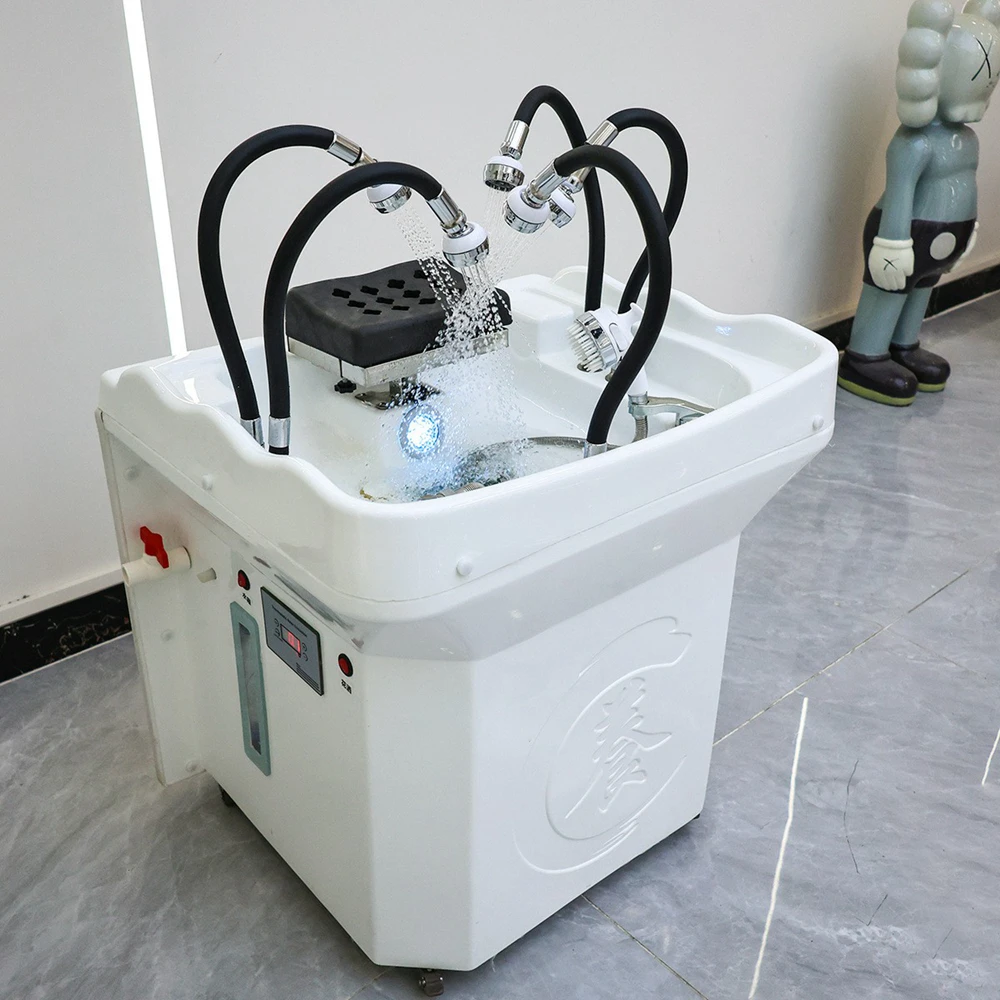 Beauty Salon Furniture Shampoo Bowls Sink and Head Massage Machine Chairs Removable Water Storage Shampoo Basin with Water Tank