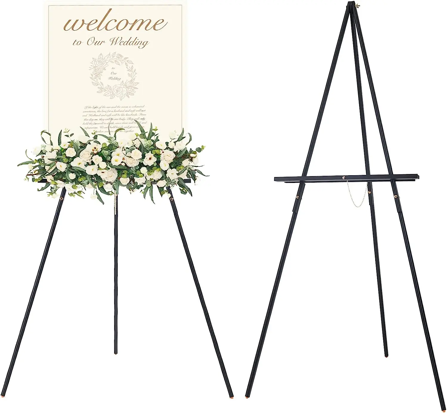 Wooden Display Easel with Adjustable Canvas Holder,A-Frame Tripod Easel Stand Floor Easel for Wedding Signs, Posters, Paintings