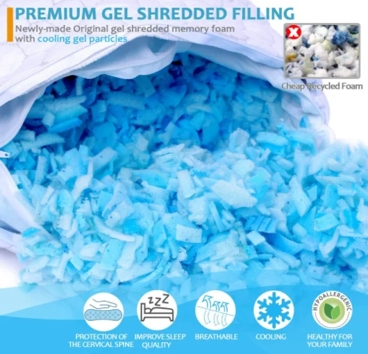 Best Healthy Neck Care Cooling Gel Bamboo Pillows Shredded Memory Foam Bed Pillows With Bamboo Cover