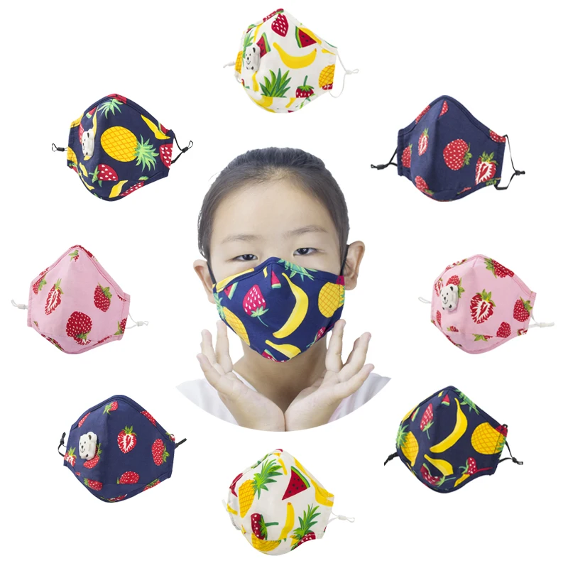 Kids fashionable pm2.5 dust face mask children cotton mask printed cartoon patterns washable reusable cotton masks