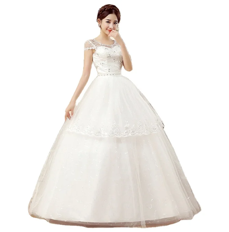 Embroidery Lace Up Crystal Sequins Tiered Tulle Sexy Beads Bridal Wedding Dresses