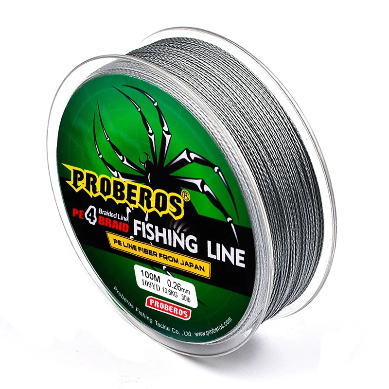 Proberos High Quality 4 Stands Braid 100m Multifilament 100lb Strong PE Carp Fishing Line For Sea
