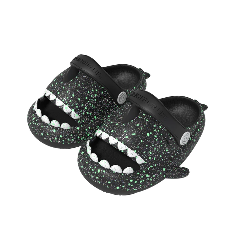 Luminous Glow In The Dark New Children Kids Baby Boys Girls Mules Clogs Summer Thick Sole Light Weight EVA Soft Shark Clog