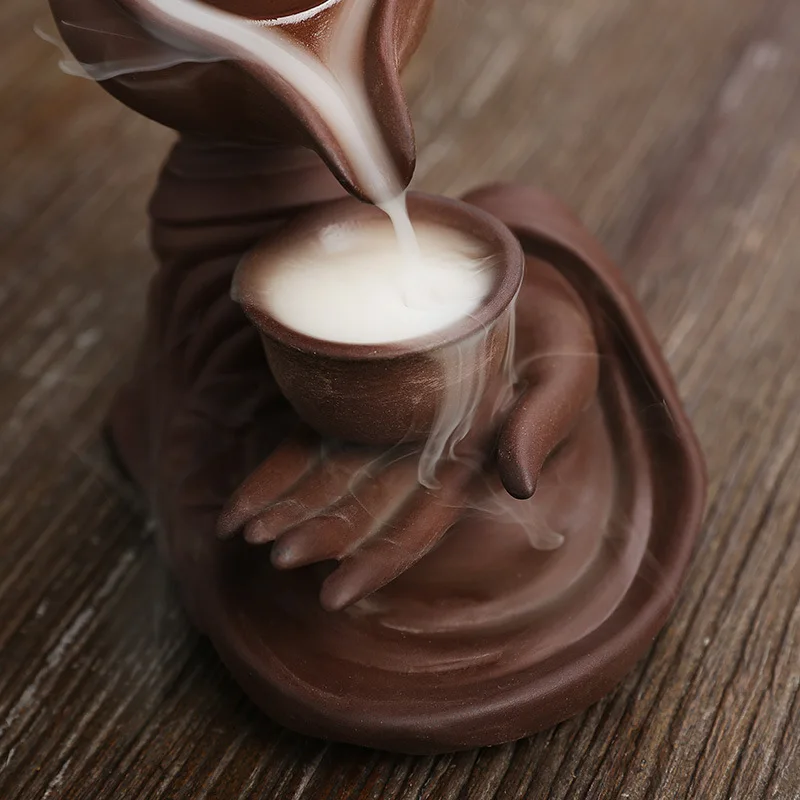 Creative Ceramic Buddha Hand Series Backflow Incense Burner Indoor Smoke Waterfall Incense Holder for teahouse, meditation