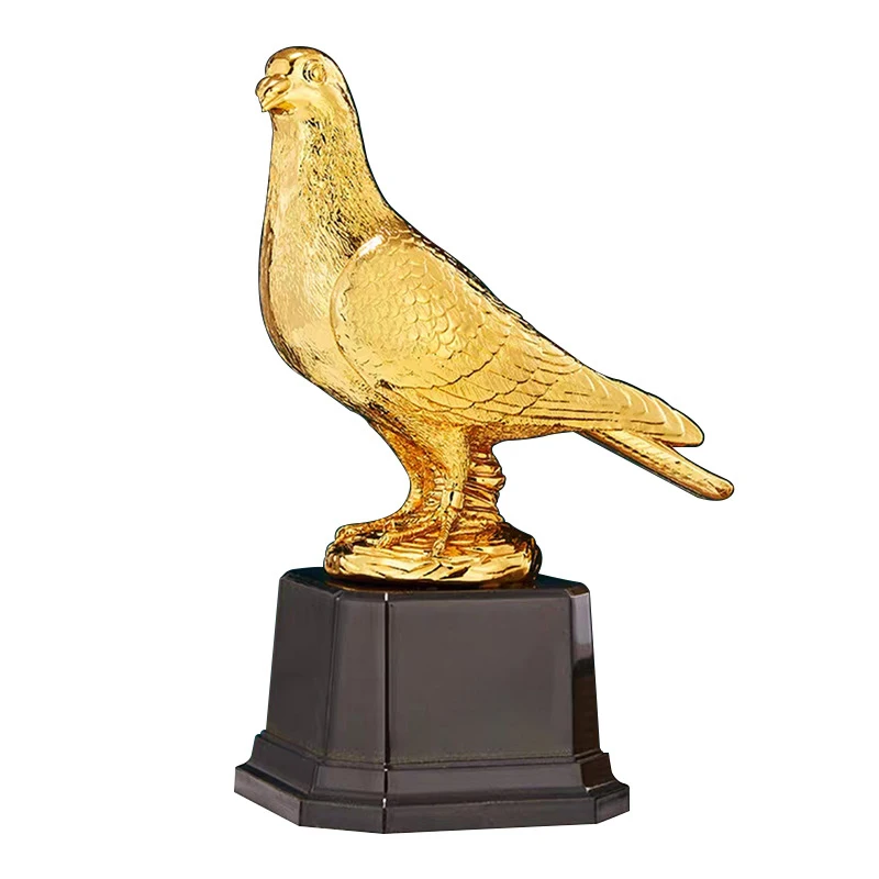 Custom Wholesale golden silver pink Sublimation plastic resin Award Plaque Trophy Pigeon Trophy with black base for awards gifts